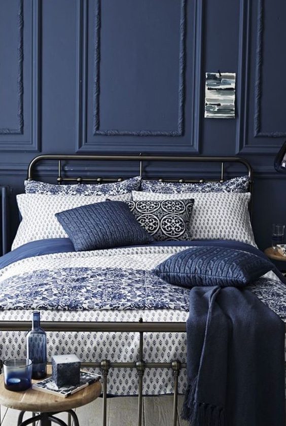 linge de lit bleu